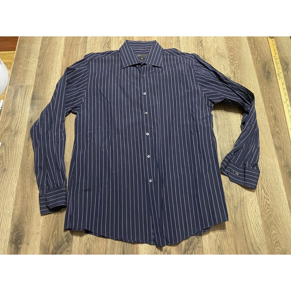 BCBGMAXAZRIA Shirt, Men's Size Large, 16.5 34/35, Black Purple, Button Up